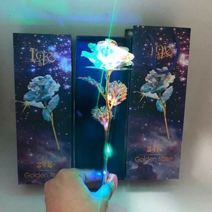Hoa hồng mạ vàng 24K, hoa galaxy không chân cao cấp