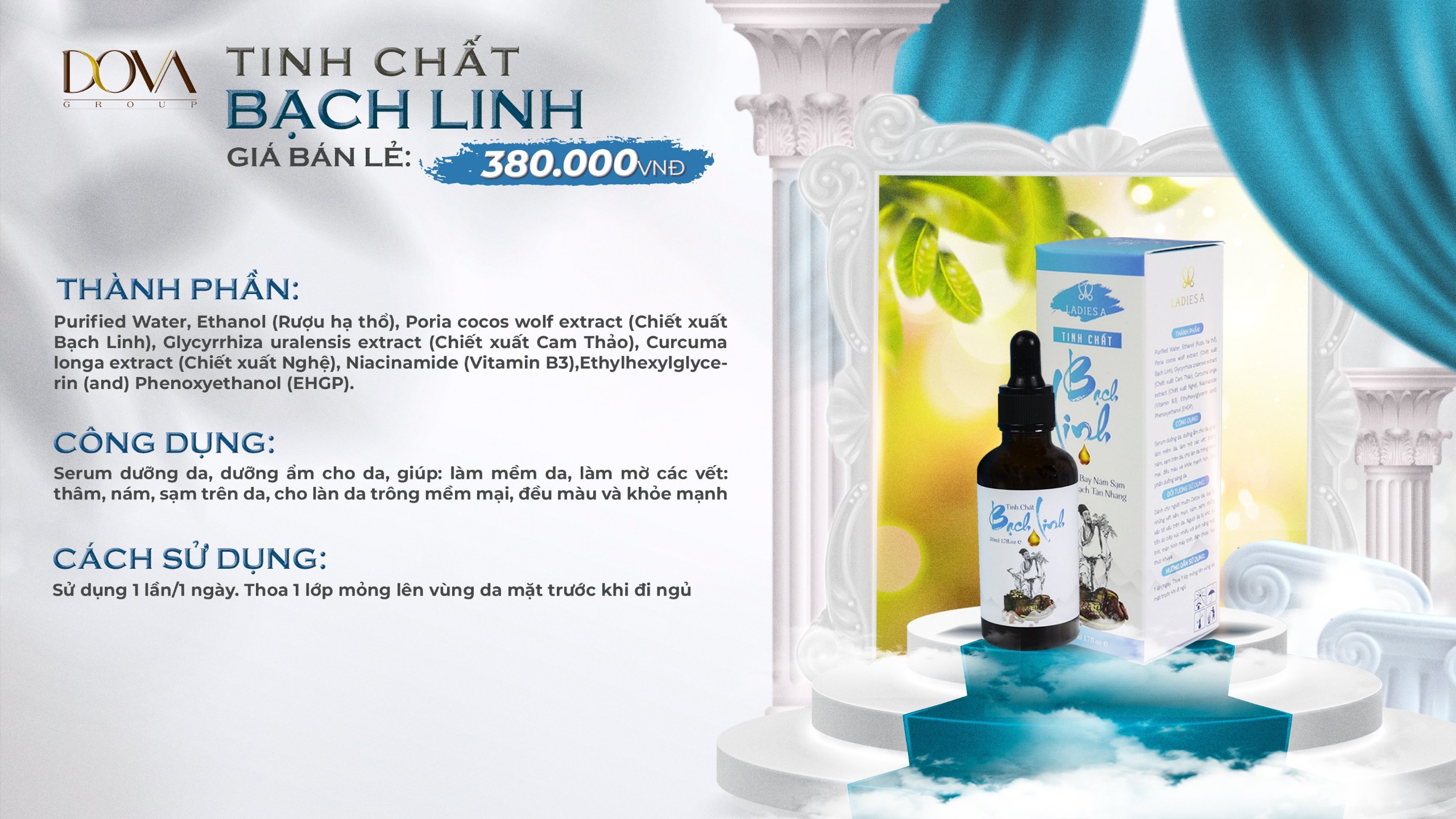 Tinh chất Sâm Bạch Linh hàng chuẩn Dova