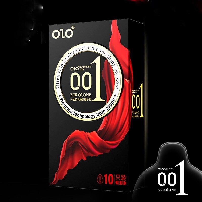 Hộp 10 chiếc bao cao su olo 001 thin square black - siêu mỏng, siêu dẫn nhiệt