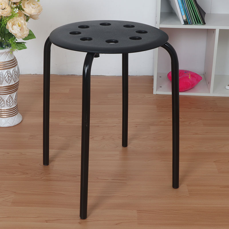 Ghế đẩu tròn chân sắt IKEA Marius - Đen