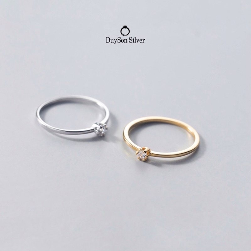 Nhẫn bạc nữ basic, nhẫn bạc 925 đính đá nhỏ đẹp đơn giản DUYSON SILVER [NKX13]