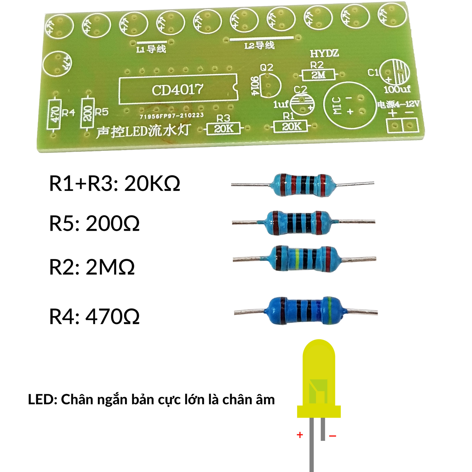 Mạch nháy theo nhạc CD4017 (chưa ráp)