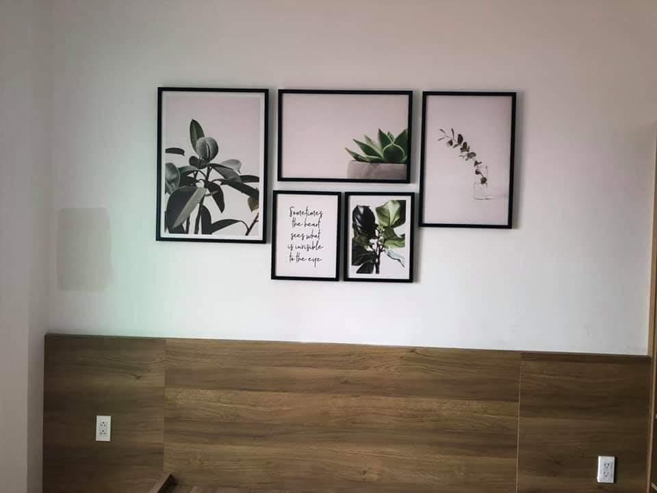 [HCM]Combo bộ lá xanh 5 tranh kèm khung