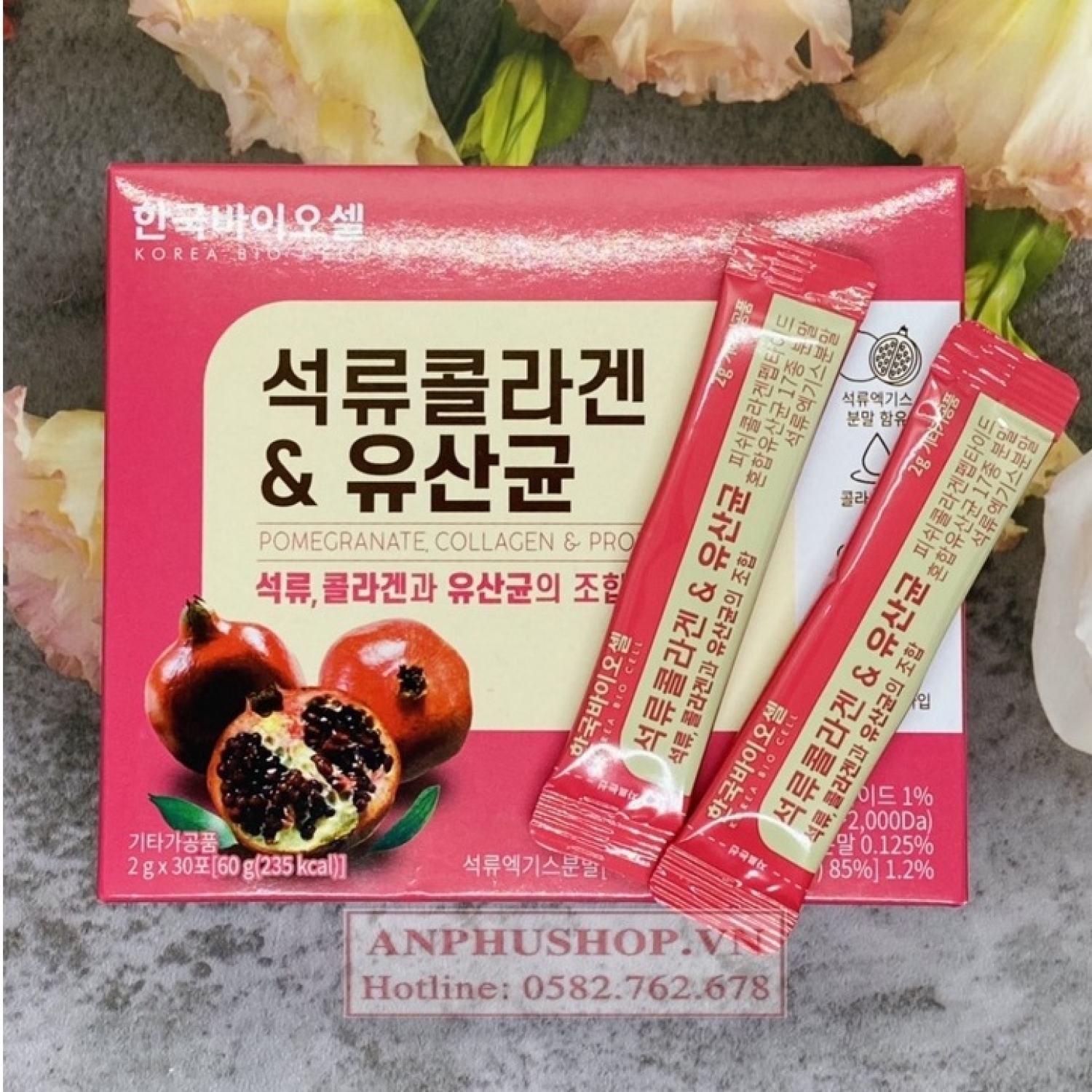 Bột collagen lựu đỏ Bio Cell Hàn Quốc hộp 30 gói (Hàng chính hãng)