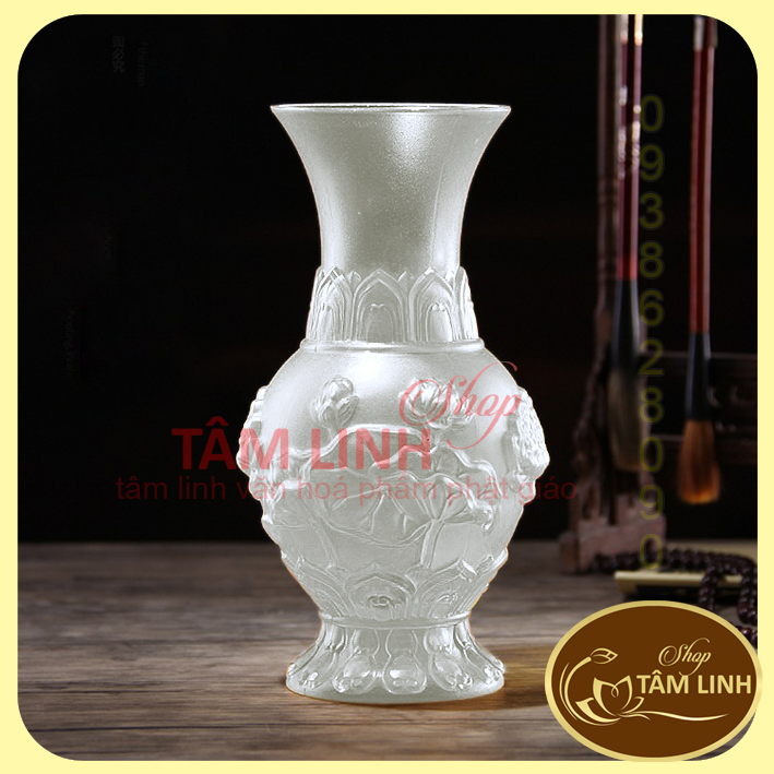 Bình Hoa Thờ Cúng Lưu Ly Trắng - Nhiều Sise
