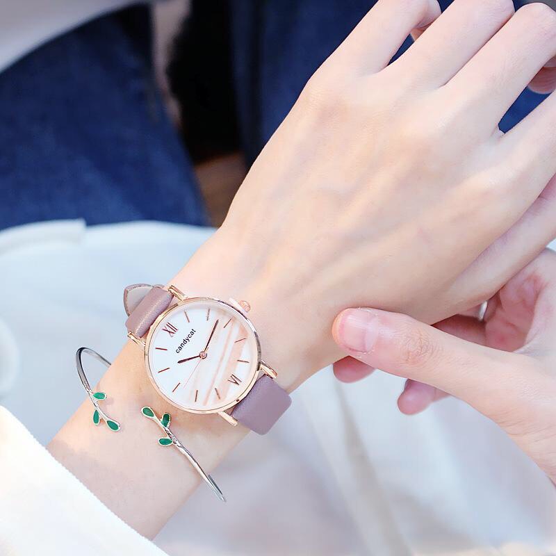Đồng hồ thời trang nữ Candycat mặt số la mã dây da