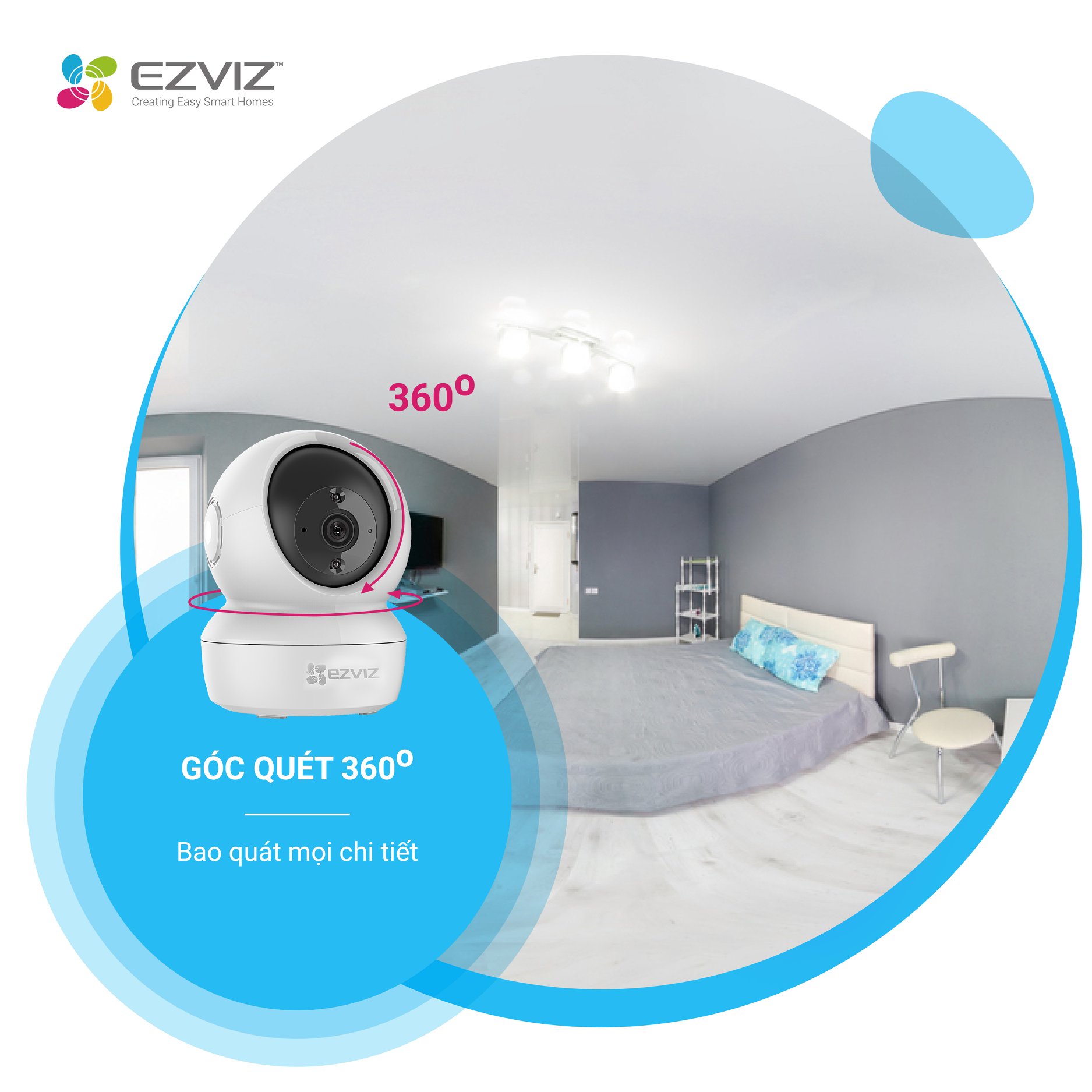 Camera IP WiFi Trong Nhà EZVIZ C6N, FHD 1080P, Quay quét 360 độ, Hồng ngoại IR, Đàm thoại 2 chiều, Theo dõi chuyển động - Hãng Phân Phối Chính Thức