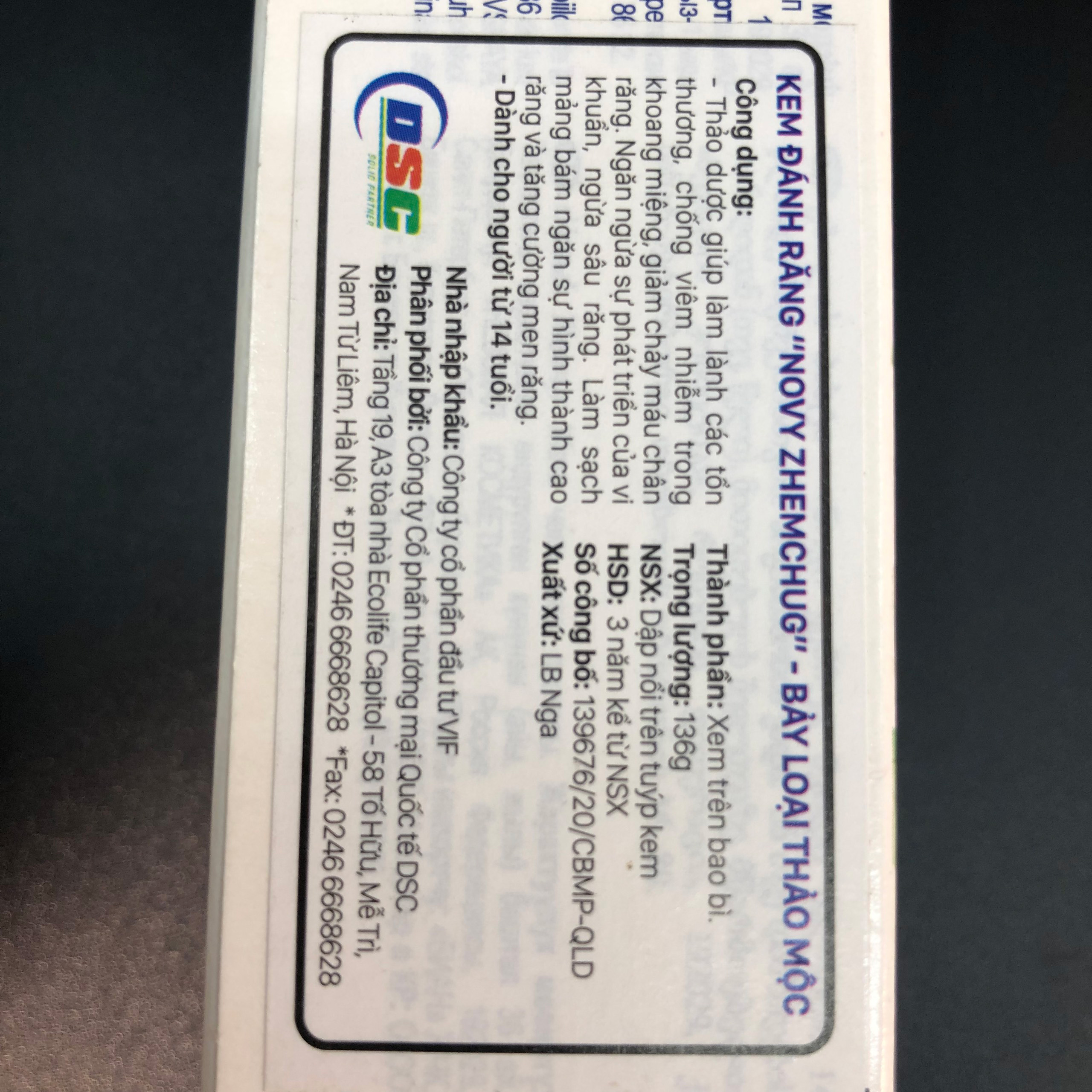 Kem đánh răng Nga Novy Zhemchug Canxi 100g