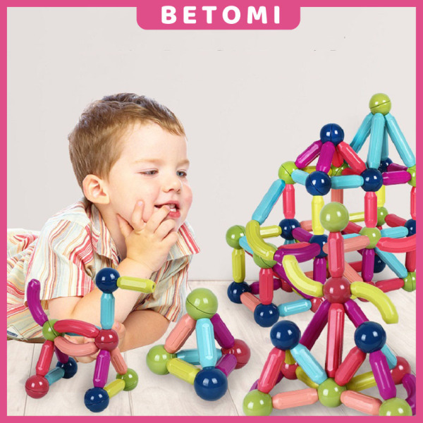 Bộ đồ chơi xếp hình nam châm 64 chi tiết chất lượng cao, lực hút chắc chắn, giúp trẻ thông minh sáng tạo  - BETOMI