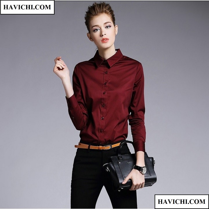 [HCM]Áo sơ mi nữ đỏ đô sang trọng phong cách havichi.com