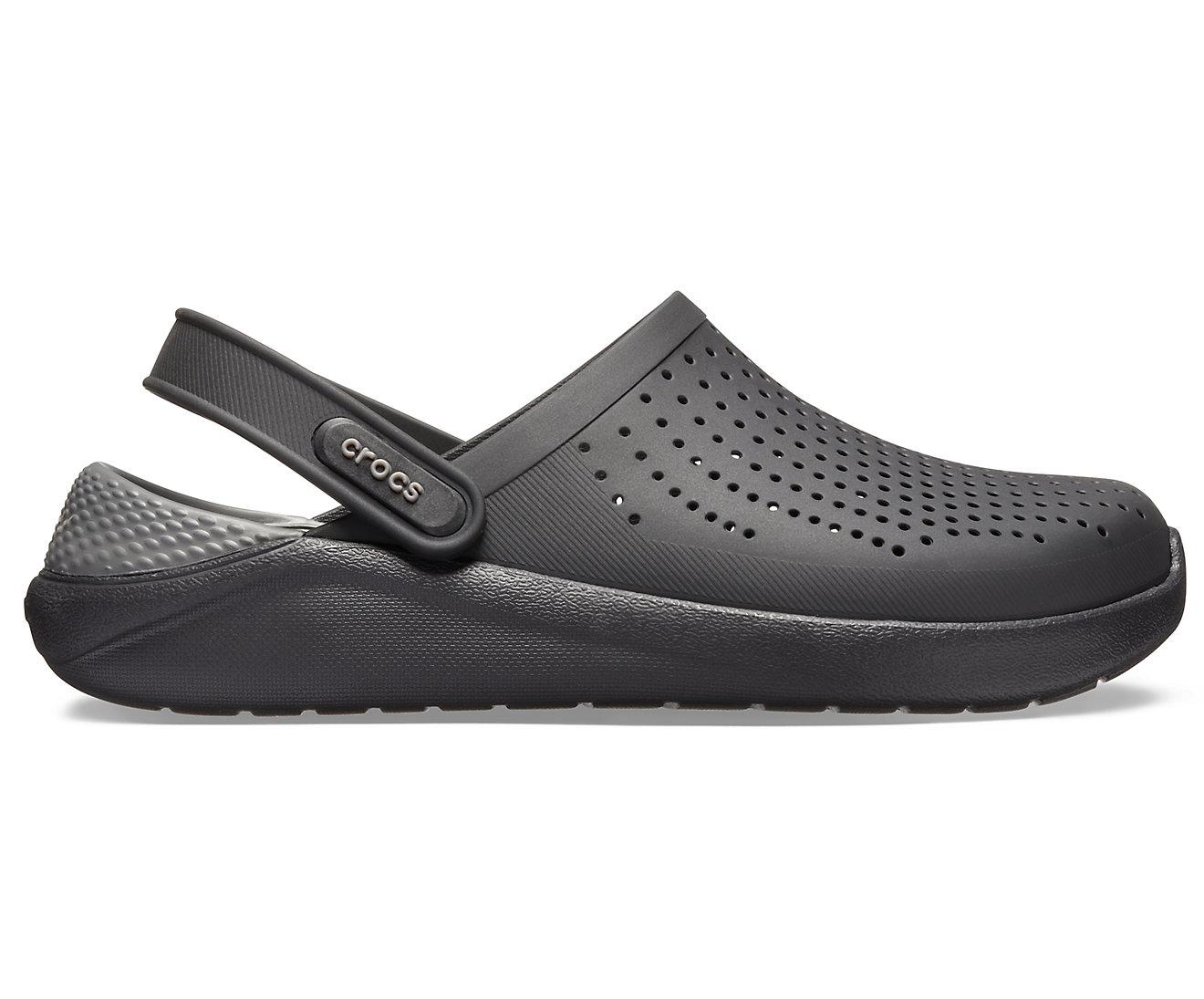 Dép Sục Crocs Literide chống thấm nước (đen đế xám) 