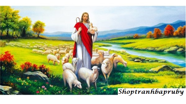 Tranh đính đá chúa chăn cừu kích thước lớn ✅141×75 cm -️ vs097
