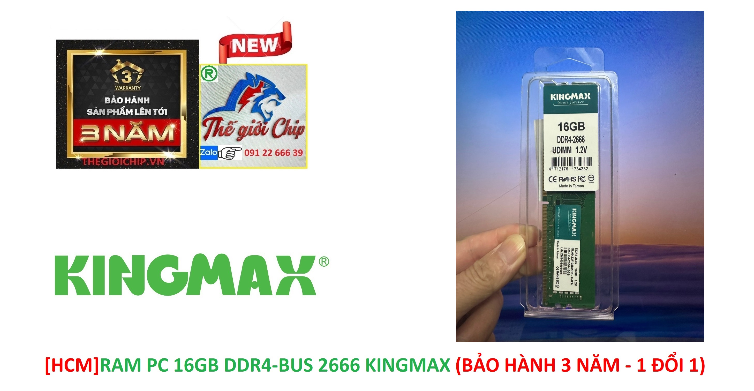 [HCM]RAM PC 16GB DDR4-BUS 2666 KINGMAX (BẢO HÀNH 3 NĂM - 1 ĐỔI 1)