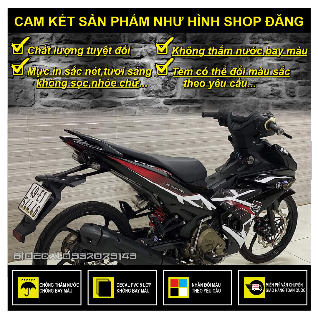 Tem rời exciter 150 y15zr đỏ đen 2021