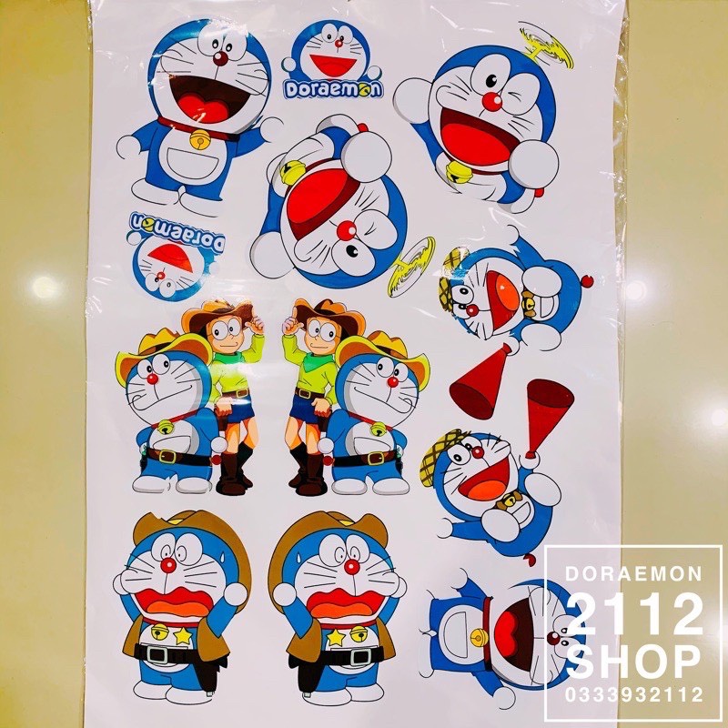 tem xe, tem dán, Sticker decal dán xe dán tường DORAEMON 60cm x 40cm