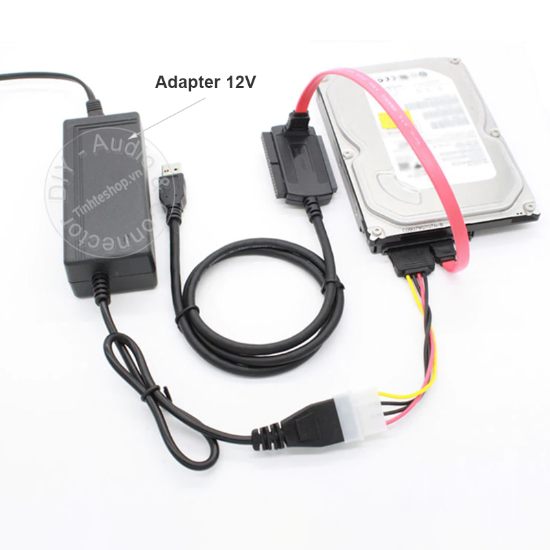 USB 2.0 sang SATA IDE ATA 2.5 3.5 đọc dữ liệu Ổ cứng SSD CD DVD-ROM kèm nguồn 12V