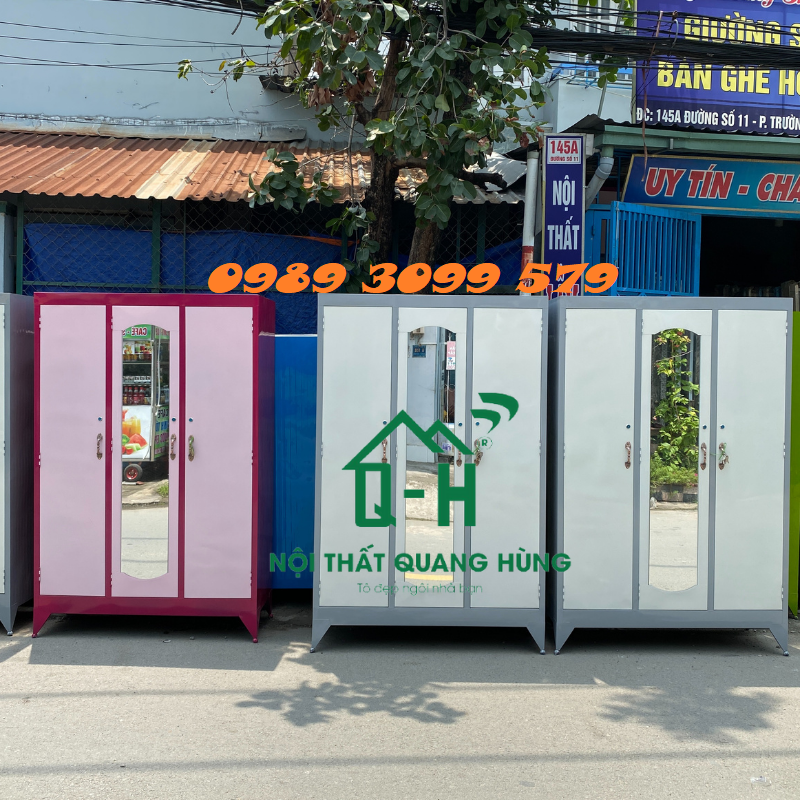 TỦ SẮT ĐỰNG QUẦN ÁO 3 CÁNH LỚN CAO CẤP HCM