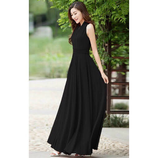 ĐẦM XÒE DÀI CỔ CHOÀNG, ĐẦM MAXI ĐI BIỂN