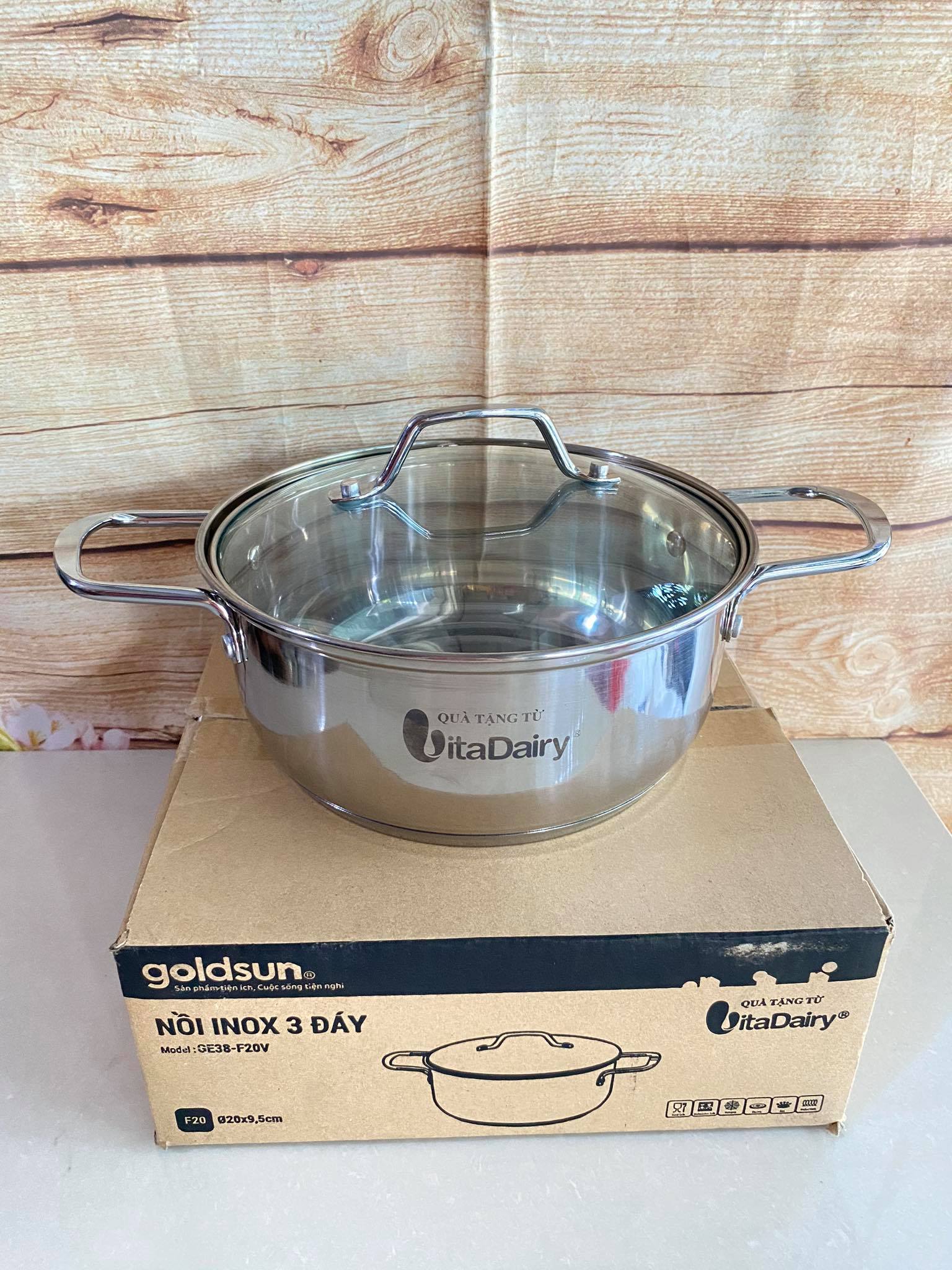 [HCM]Nồi 3 đáy Goldsun 20cm dùng được cho bếp từ