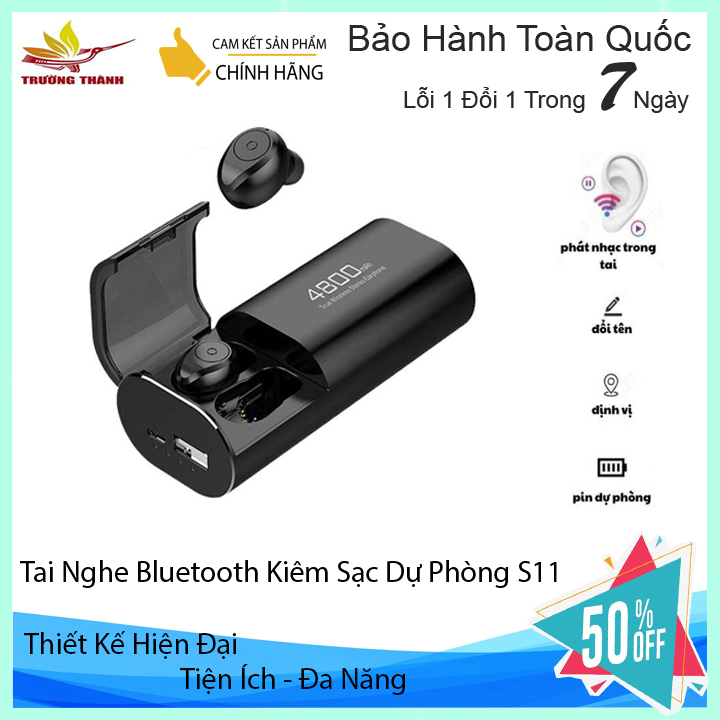 Tai Nghe không dây Bluetooth S11 5.0 TWS - Kiêm Sạc Dự Phòng Cho Điện Thoại Chống Nước IPX5-Bass siêu trầm