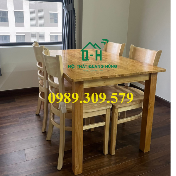 Bộ bàn ăn cabin 4 ghế gỗ cao su cao cấp hcm