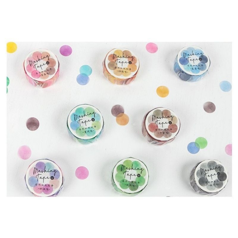 Cuộn sticker hình chấm tròn nhiều màu sắc trang trí sổ