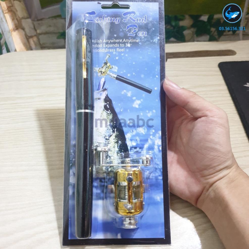 Cần câu cá mini hình cây bút kèm máy ngang