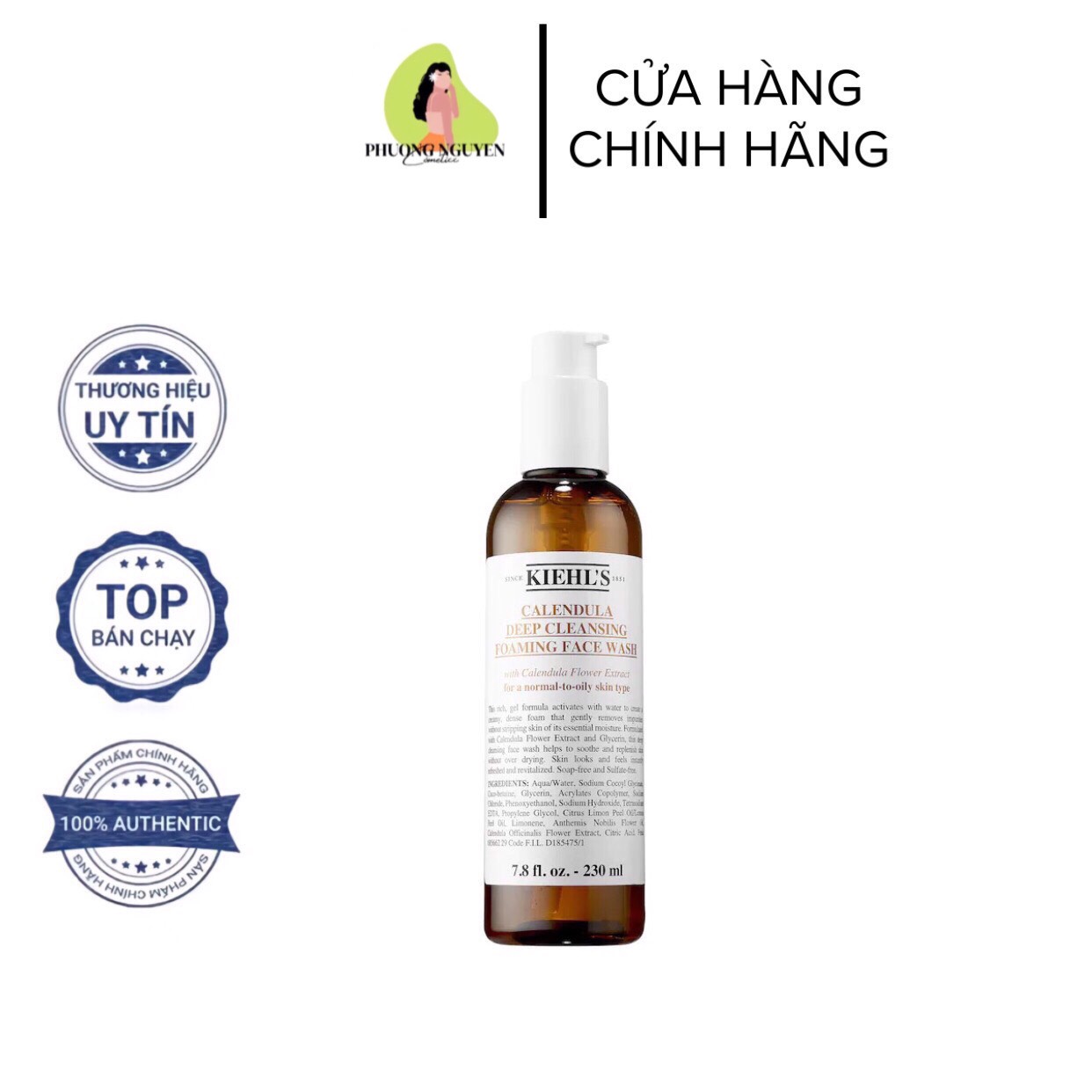 [Bill USA] Sữa Rửa Mặt Hoa Cúc Kiehl’s Calendula Deep Cleansing (30 - 230ML)