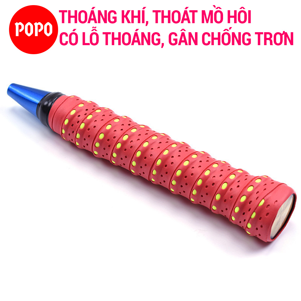 Quấn cán cầu lông có lỗ, có gân sắc màu GY105; cuốn cán thoáng khí, thoát mồ hôi, độ bám cao