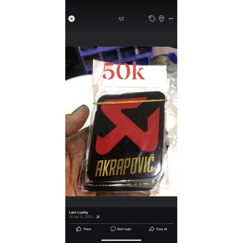 tem nhôm dán pô akrapovic vuônng