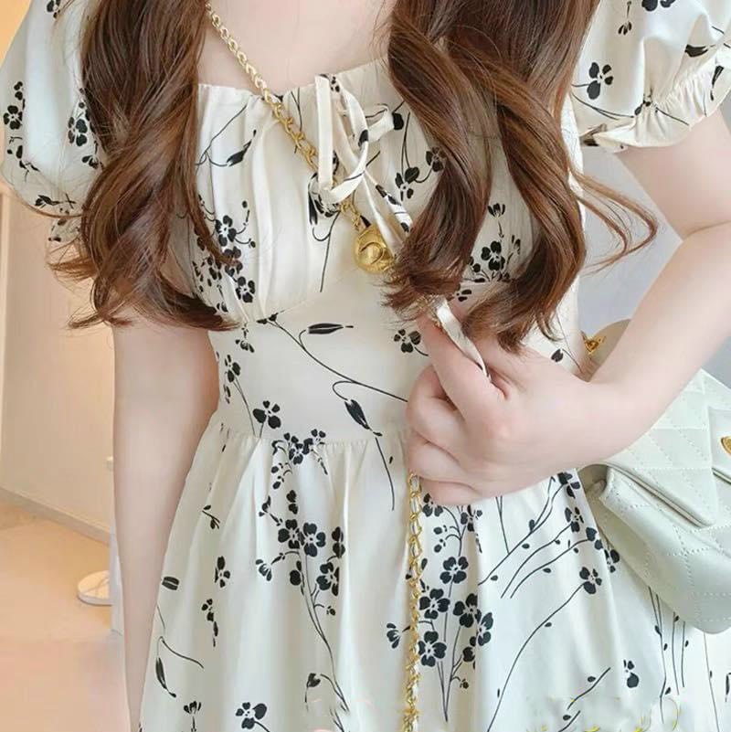 HOÀN TIỀN 15% - Đầm tiểu thư hoa nhí tay phồng dễ thương mặc hè mát mẻ váy xòe vintage đơn giản cổ vuông