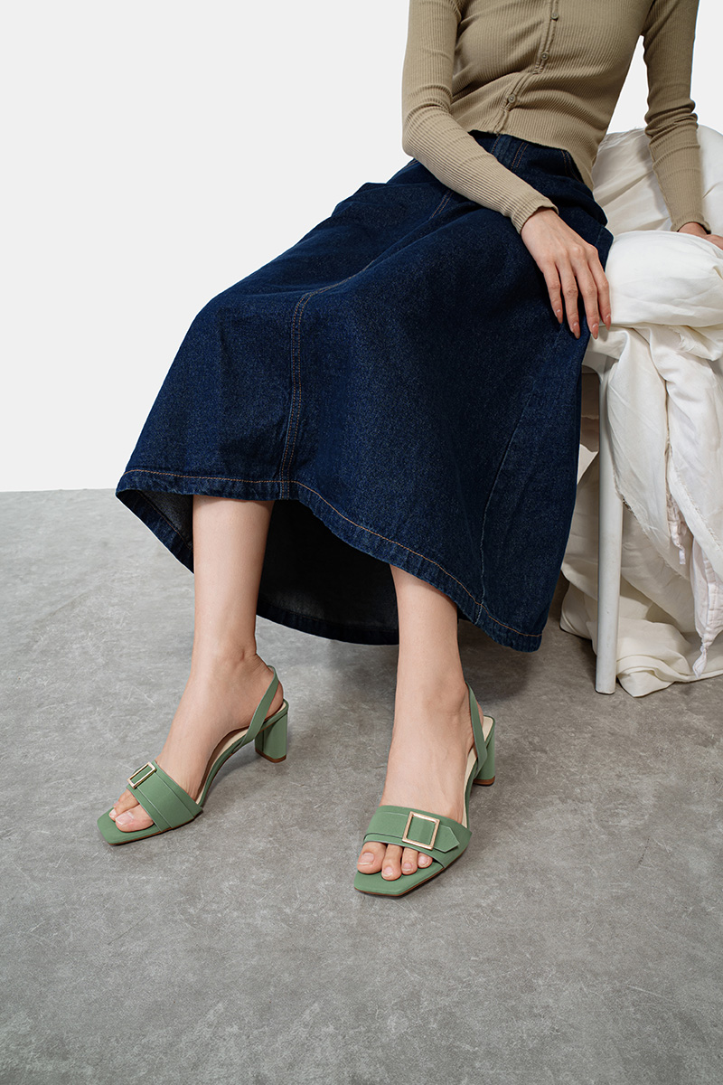 JUNO Giày sandal mũi vuông khóa trang trí SD07044