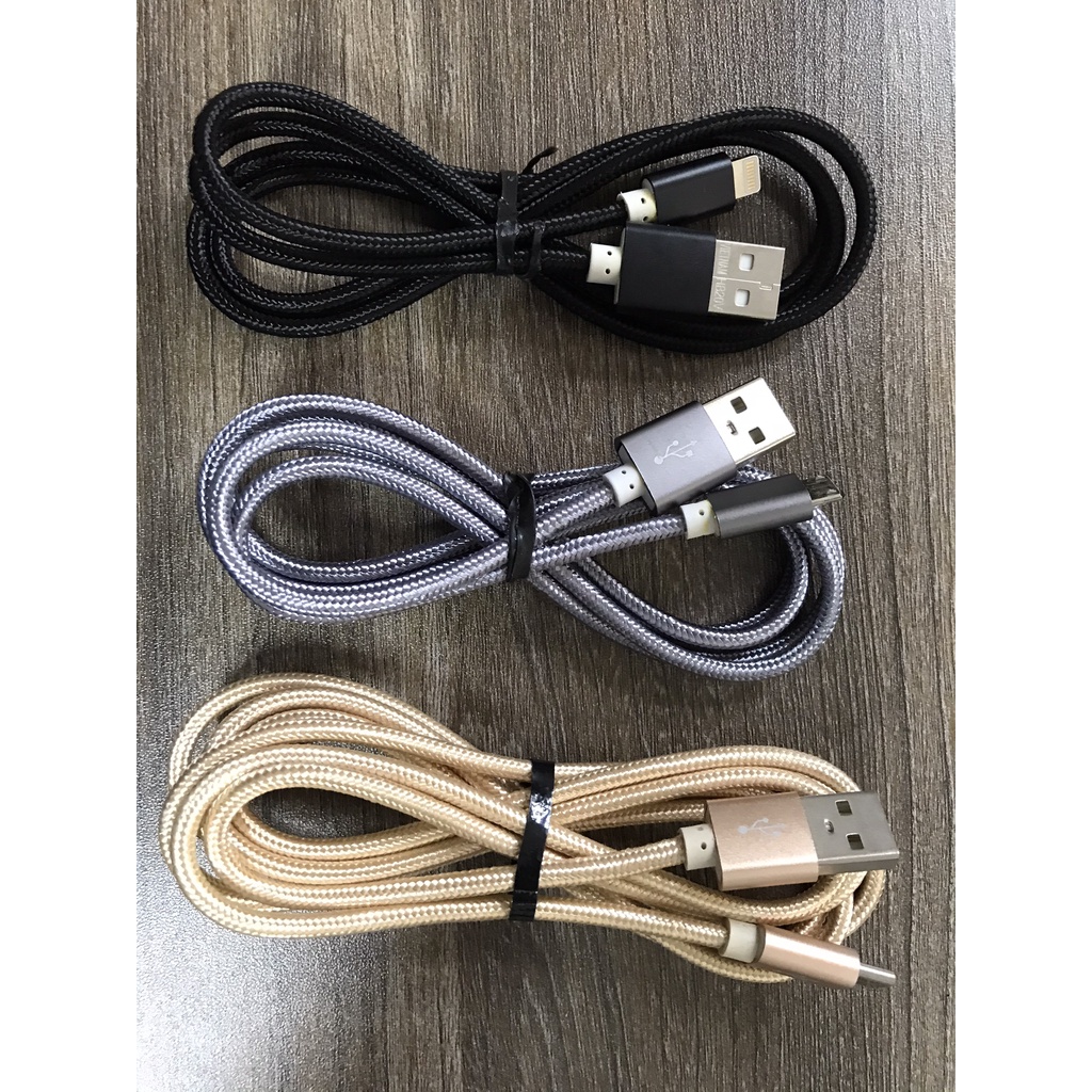 Cáp Sạc Bọc Dù Cổng/Micro/TypeC Hỗ Trợ Sạc Nhanh