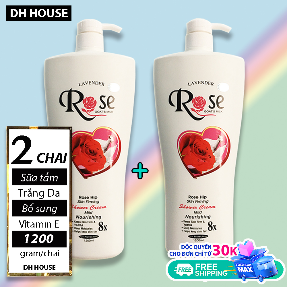 [HCM][ Combo 2 chai ] Sữa Tắm Dê Rose 8x Cao Cấp xuất Bungari Chai Khổng Lồ 1200ml x 2 chai (Date: 36 tháng) DHHOUSE