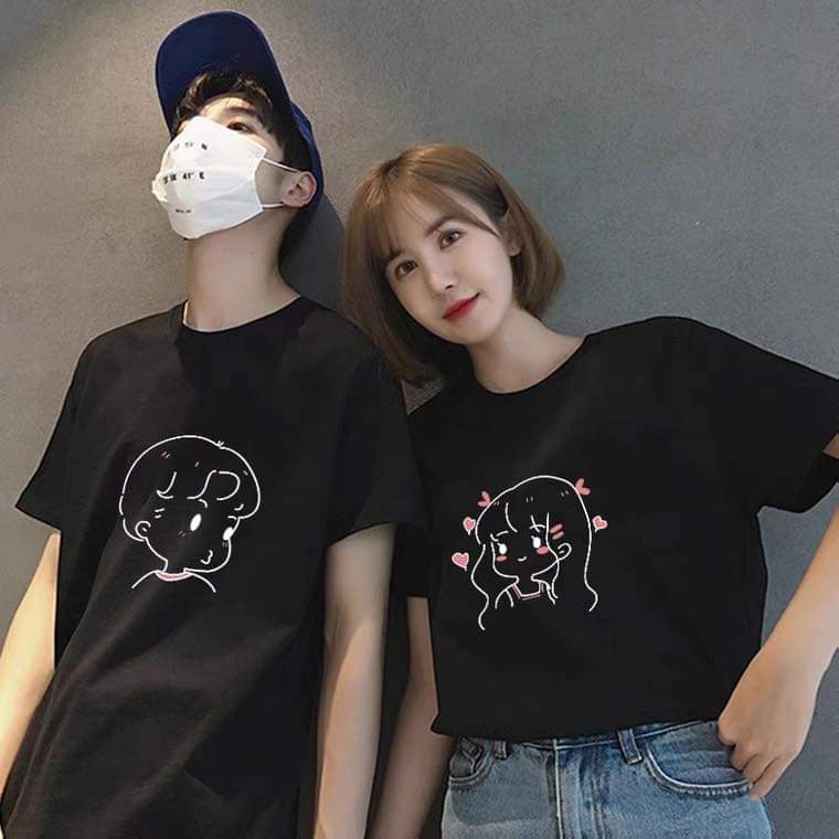 Set áo đôi, áo gia đình in hình cô bé và cậu bé