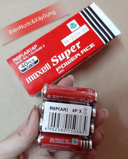 Vỉ 4 Viên Pin Aa 1.5V Super Maxell Đỏ