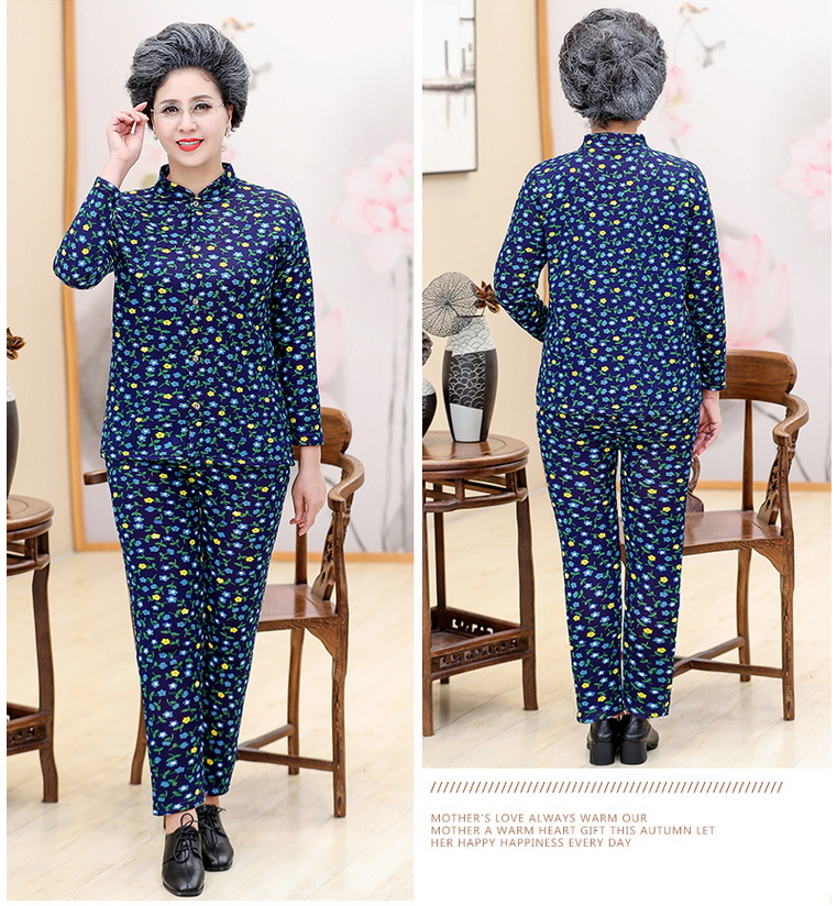 Đồ bộ nữ 💖 Đồ bộ nỉ thu đông nữ trung niên, áo cổ tàu, cài khuy