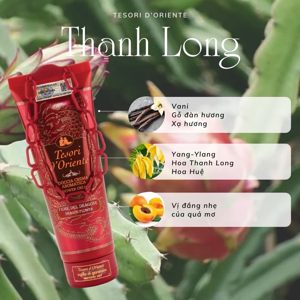 Sữa Tắm Tesori D'Oriente Thanh Long Chính Hãng ( Tuýp 250ml - Chai 500ml kèm vòi nhập khẩu trực tiếp từ Ý )