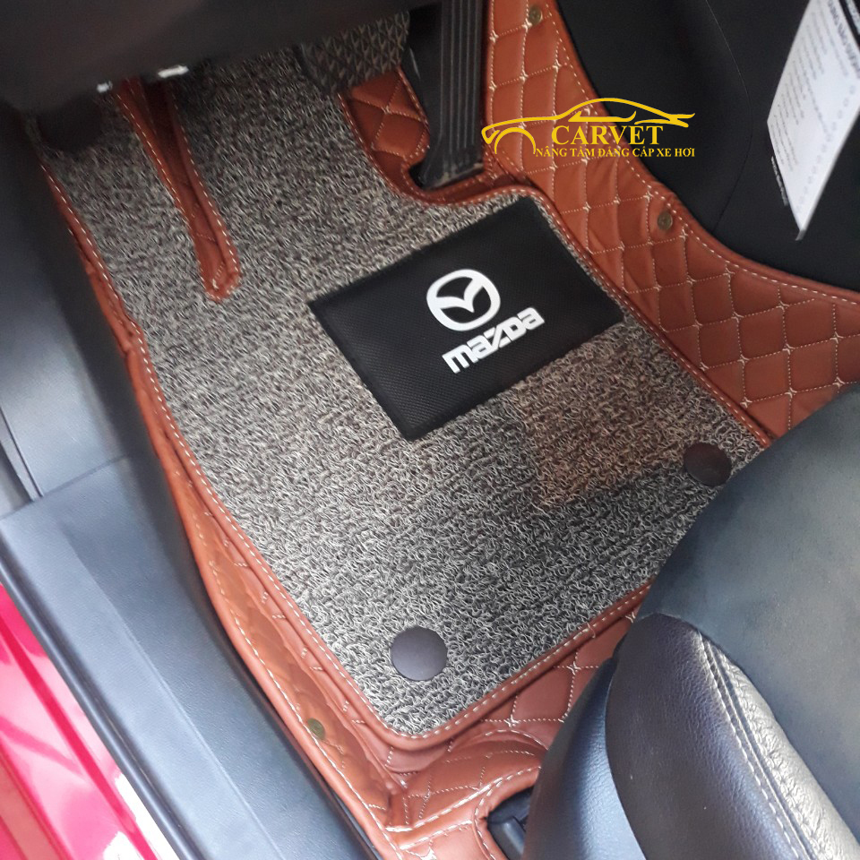 Thảm lót sàn ô tô da cacbon Mazda 2