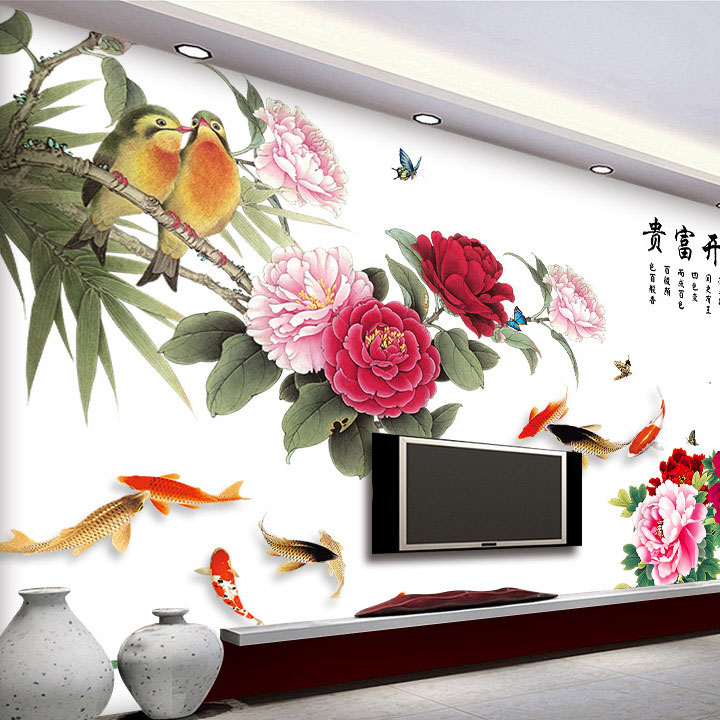 SIÊU RẺ Decal dán tường LUVINA trang trí phòng khách, phòng ngủ, phòng ăn,phòng học cho bé, quán cafe, cửa hàng - Mẫu đơn đỏ