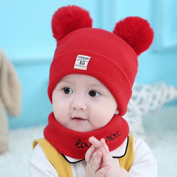 Bộ nón len và khăn ống mềm xinh (Cho bé trai và gái từ 6-36 tháng)