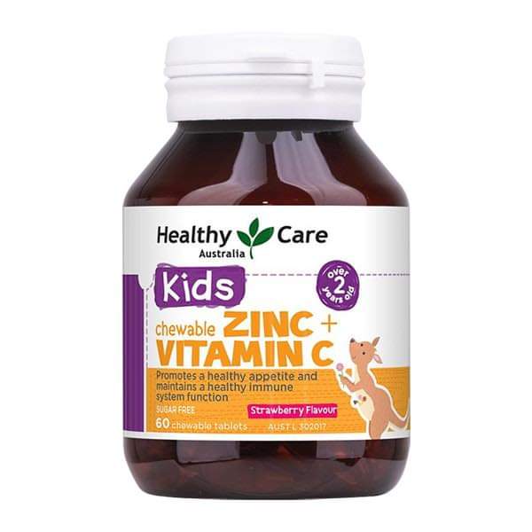 Viên nhai bổ sung kẽm Healthy Care Zinc Vitamin C tăng đề kháng cho bé 60