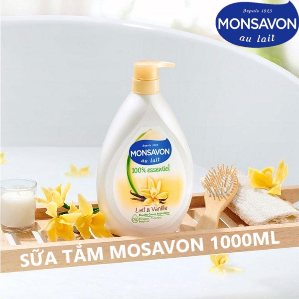 Sữa Tắm Monsavon Chiết Xuất Sữa Và Hoa Vani Dưỡng Da Trắng Mịn Lưu Hương Quyến Rũ Monsavon Lait & Vanille 1000ml