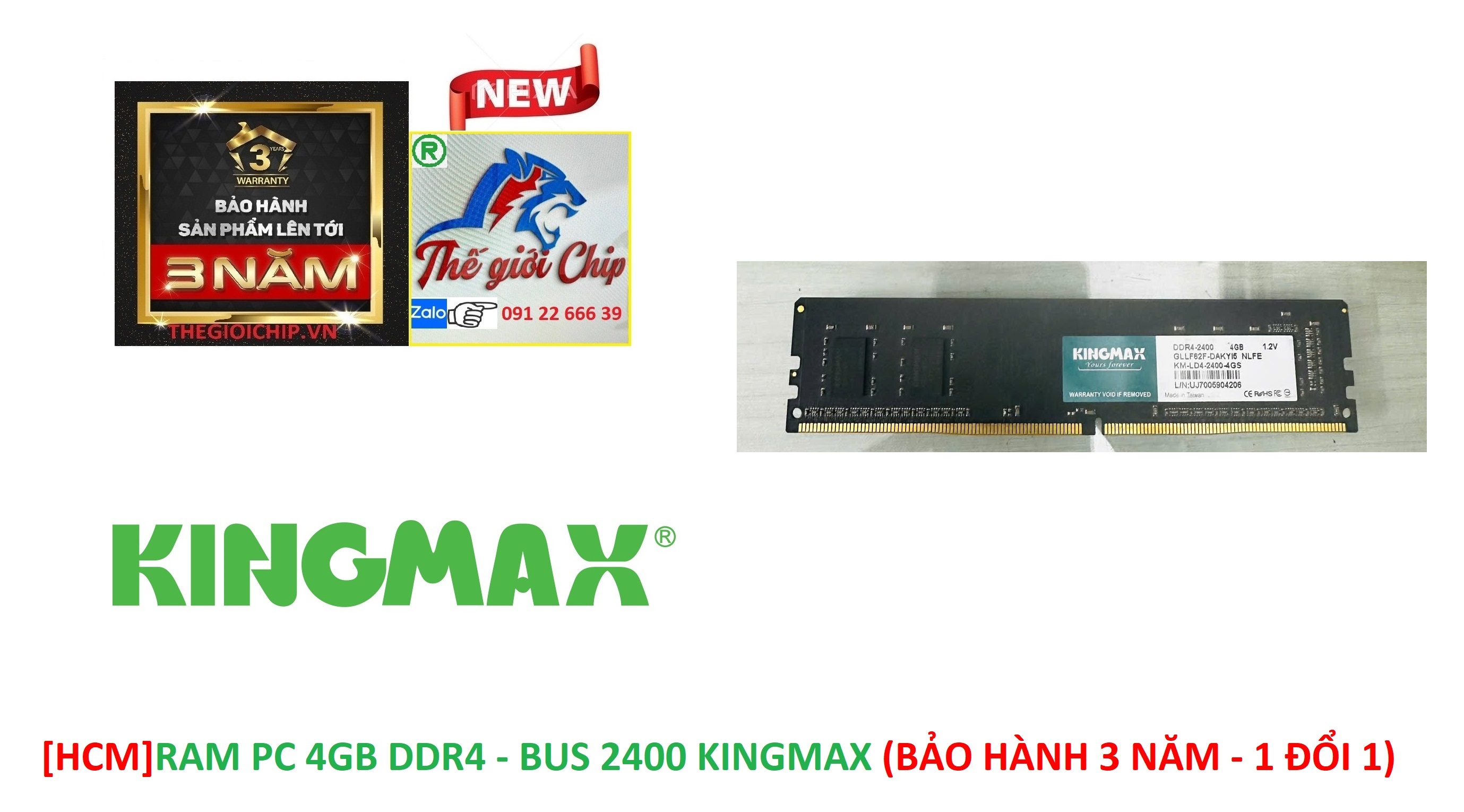 [HCM]RAM PC 4GB DDR4 - BUS 2400 KINGMAX (BẢO HÀNH 3 NĂM - 1 ĐỔI 1)