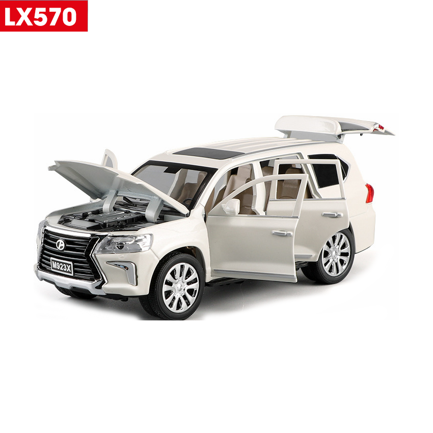 Mô hình xe ô tô LX570 XLG 1:24 bằng kim loại xe chạy cót mở được cửa có đèn và âm thanh động cơ mô hình xe đồ chơi trẻ em