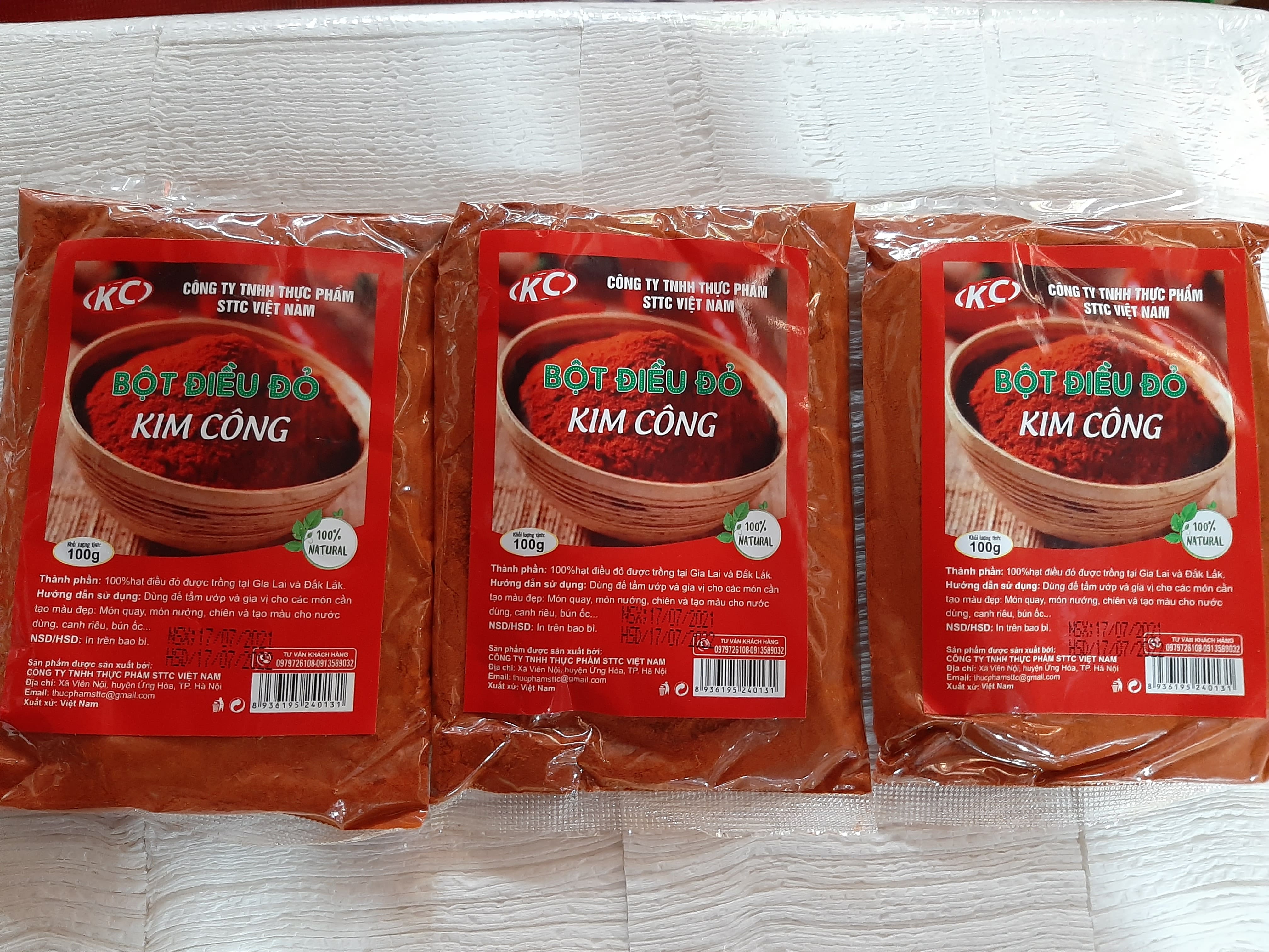 Bột điều đỏ kim công gói nhỏ 100g