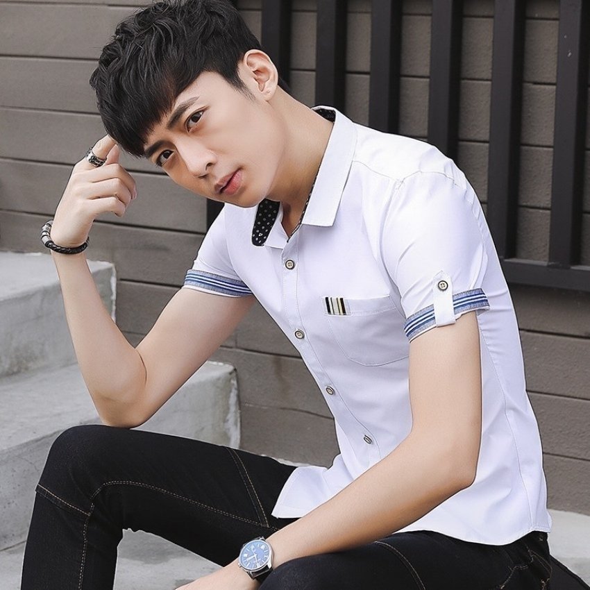 Áo sơ mi nam ngắn tay phối nút Mẫu DR533 Thời trang EMEY LUXURY Chất vải đẹp dày dặn chuẩn phong cách