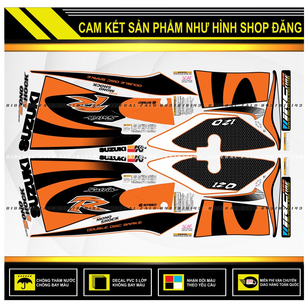TEM RỜI SATRIA 2000 PHỐI CAM ĐEN
