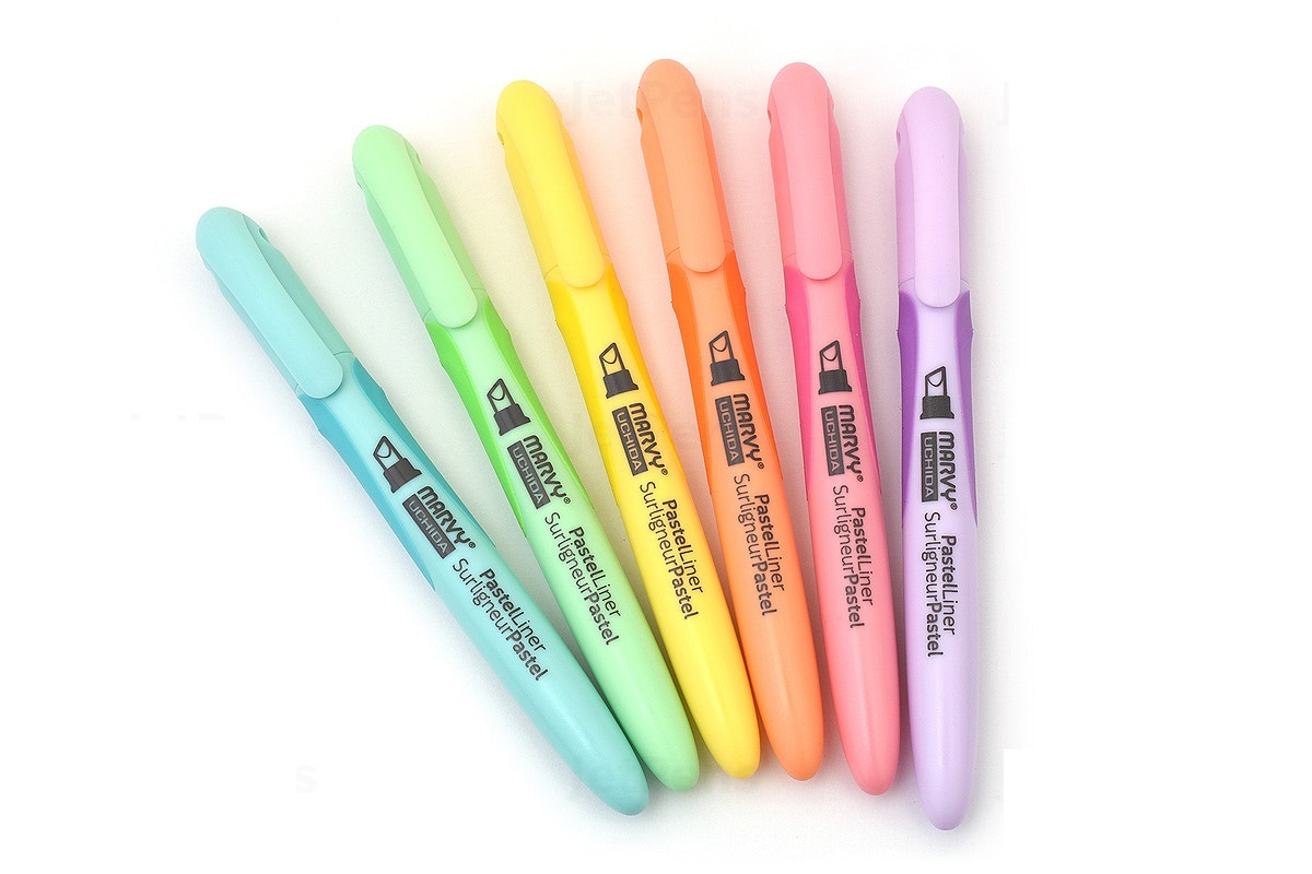 [HCM]Bộ 6 bút đánh dấu Marvy PastelLiner Highlighter (6 màu Pastel)