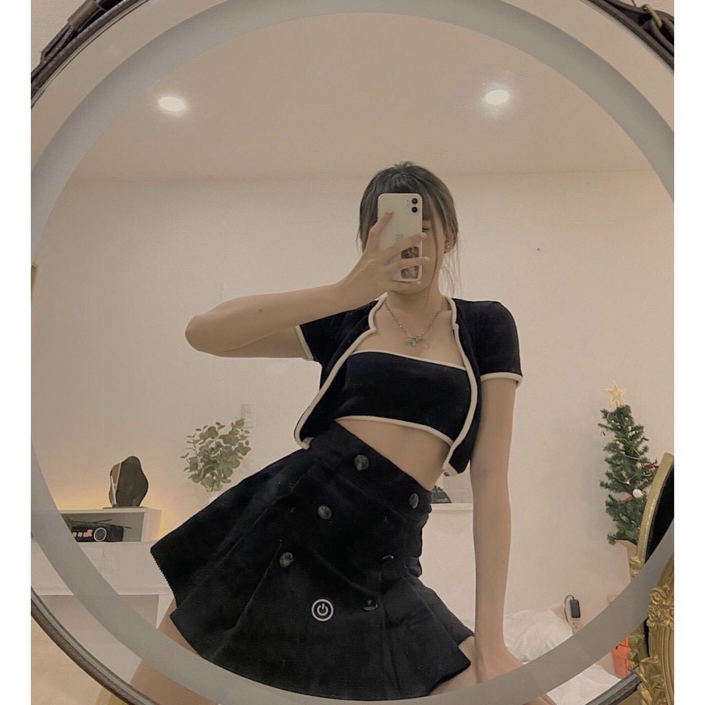Set Áo Ống Kèm Áo Khoác Croptop
